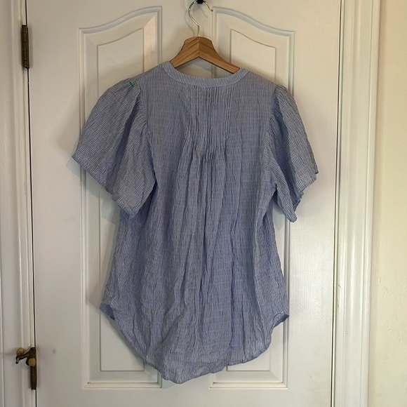 The Nines by Hatch | Smocked Flowy Blouse M Short Sleeve Maternity Pregnancy - Picture 6 of 9